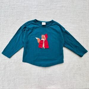 Hanna Andersson Red Riding Wolf Applique Tee GUC 4